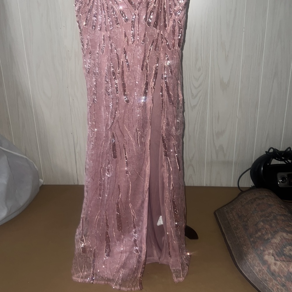 Pink sequin and lace prom dress - Picture 3 of 5